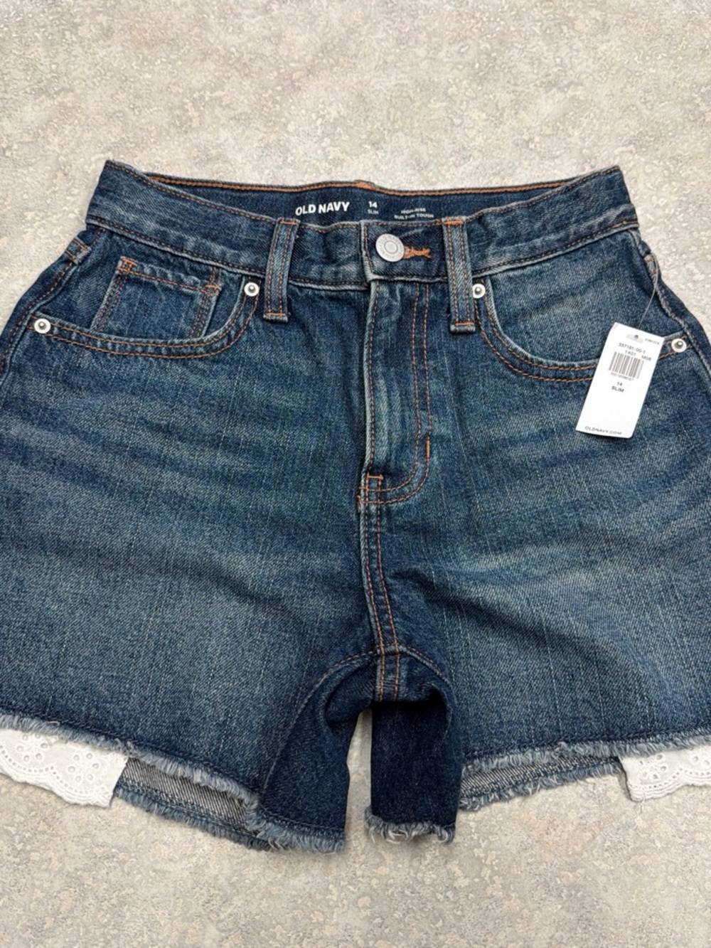 Old Navy Blue Denim Shorts with Lace Hem